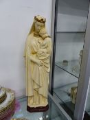 A VINTAGE PLASTER FIGURE OF THE MADONNA AND CHILD. H.62cms.