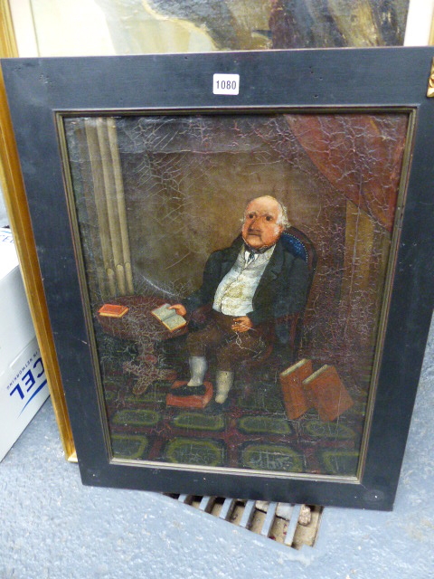 BRITISH NAIVE SCHOOL. PORTRAIT OF A GENTLEMAN READING, OIL ON CANVAS. 60 x 44.5cms. - Image 2 of 7