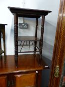 AN ARTS AND CRAFTS MAHOGANY OCCASIONAL TABLE IN THE MANNER OF GODWIN. W.42 x H.66cms.