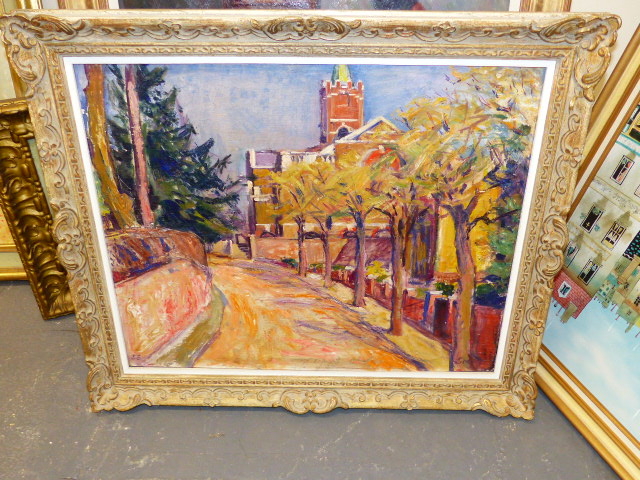 GERIK SCHJELDERUP (1899-1985) (ARR) HAMPSTEAD PARISH CHURCH, SIGNED WITH INITIALS, OIL ON PANEL. - Image 2 of 15