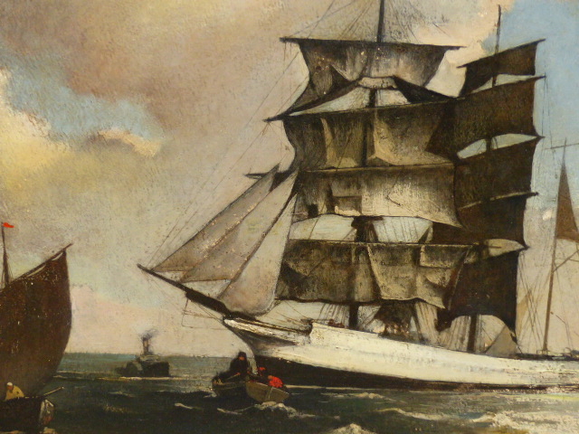 BERTRAM NICHOLS (1883-1974) (ARR) BARQUE, OIL ON BOARD. 39.5 x 60cms. - Image 3 of 6