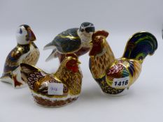 ROYAL CROWN DERBY PAPERWEIGHTS. DERBYSHIRE COCKEREL, 72/150, DERBYSHIRE HEN, 72/150, HOBBY, 41/500