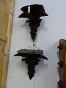 A PAIR OF 19th.C.CARVED EAGLE OAK WALL BRACKETS.