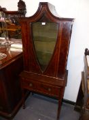 A 19th.C.AND LATER WALNUT, MAHOGANY AND INLAID DISPLAY CABINET ON STAND. W.65 x H.160cms.
