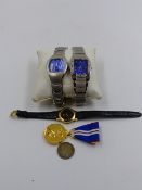 A 1952-2002 ELIZABETH II MEDAL TOGETHER WITH THREE WATCHES ETC.