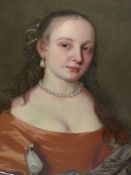 ATTRIBUTED TO JOHN HAYLS ( HAYLES) (1600-1679) PORTRAIT OF AN UNIDENTIFIED LADY HALF LENGTH