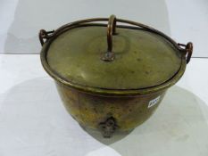 A 19th.C.BRASS LIDDED ASH BUCKET.