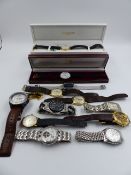 A SELECTION OF WATCHES TO INCLUDE A GARRARD AND A LONGINES PRESENTATION WATCH, A LADIES GUCCI