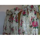 THREE PAIRS OF BESPOKE FLORAL PATTERN LINED AND ONTERLINED CURTAINS/DRAPES TOGETHER WITH