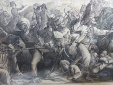 CARL JOSEPH GEIGER (1822-1905). NAPOLEON (?) FIGHTING IN EGYPT, SIGNED PEN AND INK. 16.5 x 23cms.