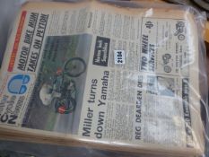 A LARGE COLLECTION OF VINTAGE MOTORCYCLE NEWS, MCN, NEWSPAPERS