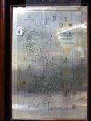 A LIMITED EDITION FRAMED AND GLAZED SILVER MAP OF GREAT BRITAIN AUTHORISED BY THE COUNCIL FOR THE