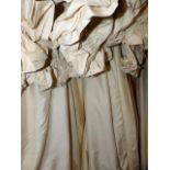 THREE PAIRS OF BESPOKE IVORY SILK LINED DRAPES/CURTAINS.