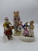 A LATE 19th.C. GERMAN PORCELAIN FIGURE GROUP MOTHER WITH TWO CHILDREN. H18cms. A CONTINENTAL