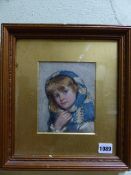 WILLIAM H. GADSBY (1844-1924) YOUNG CHILD WITH BLUE AND WHITE SHAWL, SIGNED WITH INITIALS,