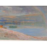 ROBERT FOWLER (1853-1926) LOOKING TOWARDS BANGOR, SIGNED OIL ON CANVAS. 34.5 x 50cms.