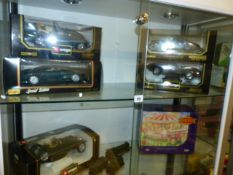 A LLEDO DAYS GONE SHOWMAN'S COLLECTION, BOXED TOGETHER WITH FIVE BURAGO SCALE MODEL CARS.