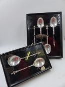 A GROUP OF FOUR ANTIQUE DUTCH WHITE METAL APOSTLE SPOONS IN A BESPOKE PRESENTATION CASE TOGETHER