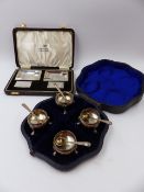 A SET OF FOUR CASED VICTORIAN SALTS COMPLETE WITH SPOONS, DATED 1867, MAKERS MARK FOR H.J.LIAS &