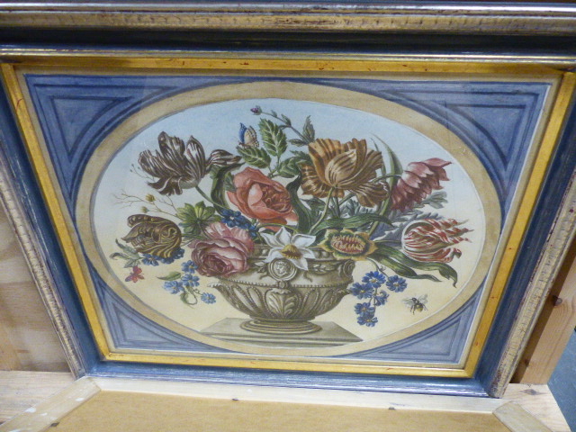 HUGH ROBSON 20th.C.SCHOOL. TWO FLORAL STILL LIFE WATERCOLOURS IN THE 18th.C.STYLE IN PAINTED AND - Image 5 of 10