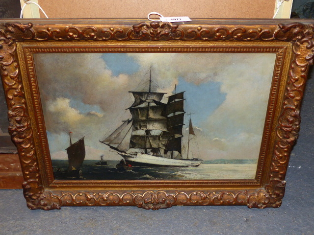 BERTRAM NICHOLS (1883-1974) (ARR) BARQUE, OIL ON BOARD. 39.5 x 60cms. - Image 2 of 6