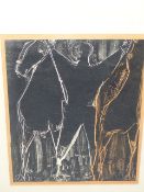 AFTER MARINO MARINI (1901-1980) (ARR) L'HOMME A DEUX CHEVAUX COLOUR PRINT. 31 x 24cms. REDFERN