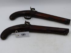 A PAIR OF PERCUSSION OFFICER'S PISTOLS BY JONES & SON OF LONDON, FULL STOCKED WITH STEEL MOUNTS,