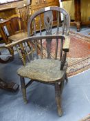 A 19th.C.CHILD'S WINDSOR ARMCHAIR.