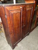 A GEO.III.MAHOGANY AND INLAID TWO DOOR CABINET. W.90 x H.124cms.