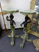 A PAIR OF CARVED AND PAINTED ITALIAN BLACKAMOOR STANDS OF ROCOCO STYLE. H.92cms.