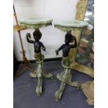 A PAIR OF CARVED AND PAINTED ITALIAN BLACKAMOOR STANDS OF ROCOCO STYLE. H.92cms.