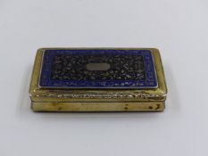 A WHITE METAL AND ENAMEL LARGE SNUFF BOX WITH A GILDED INNER, STAMPED ON BOTH LID AND BASE IS AN