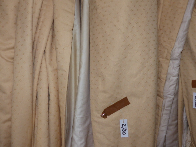 FOUR PAIRS OF BESPOKE LINED AND INTERLINED CREAM CHECK PATTERN DRAPES/CURTAINS WITH ASSOCIATED - Image 2 of 7