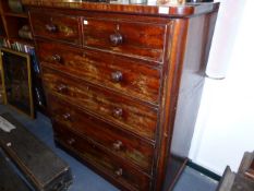 A VICTORIAN MAHOGANY CHEST OF TWO SHORT OVER FOUR LONG DRAWERS. W.114 x H.125cms.