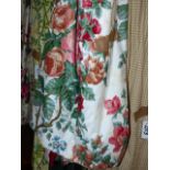 TWO PAIRS OF BESPOKE LINED AND INTERLINED FLORAL PATTERN DRAPES/CURTAINS.