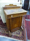 A LATE VICTORIAN MAHOGANY AND INLAID DAVENPORT DESK. W.53 x H.78cms.