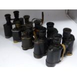 SIX PAIRS OF WWI AND WWII FIELD BINOCULARS AND FIVE ASSOCIATED LEATHER CASES.