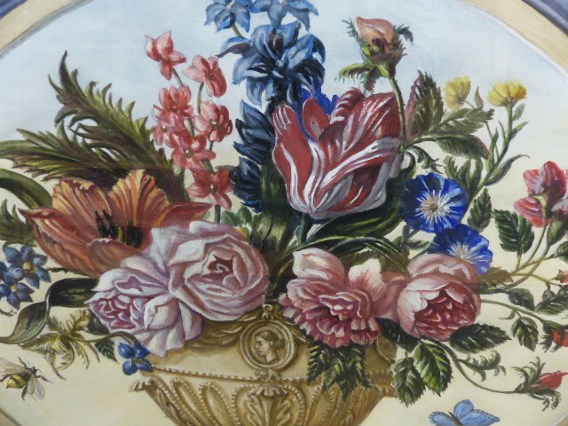 HUGH ROBSON 20th.C.SCHOOL. TWO FLORAL STILL LIFE WATERCOLOURS IN THE 18th.C.STYLE IN PAINTED AND - Image 2 of 10