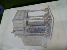 A 19th.C. ARCHITECTURAL WATERCOLOUR DEPICTING A PULPIT IN FOGGIA, INDISTINCTLY SIGNED CARL B***