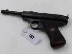 A .177 TELL MOD 3 AIR PISTOL, TWO PIECE BAKELITE GRIPS WITH TELL STEEL INSERTS.