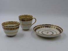 DERBY PORCELAIN A TRIO, COFFEE CUP, TEA CUP AND SAUCER.