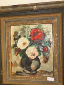 NATA LOVETT-TURNER (20th.C.) (ARR) STILL LIFE OF FLOWERS, OIL ON BOARD. 30 x 24.5cms. ARTISTS OF