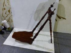 A VICTORIAN TURNED WOOD LARGE BOOT JACK. H.97cms.