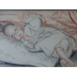 DAME LAURA KNIGHT (1877-1970) (ARR) PORTRAIT OF A BABY, SIGNED CHARCOAL AND CHALKS. 39 x 55.5cms.