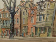 FRANCIS IVES NAYLOR (1892-1982) (ARR) CHURCH ROW, HAMPSTEAD, SIGNED WATERCOLOUR. 33.5 x 36.5cms.