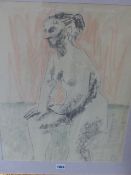 HUGO DACHINGER (1908-?) (ARR) SEATED NUDE, MIXED MEDIA. 55 x 42cms.