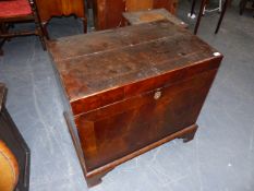 A GEORGIAN WALNUT AND INLAID SILVER CHEST ON SHAPED BRACKET FEET. W.88.