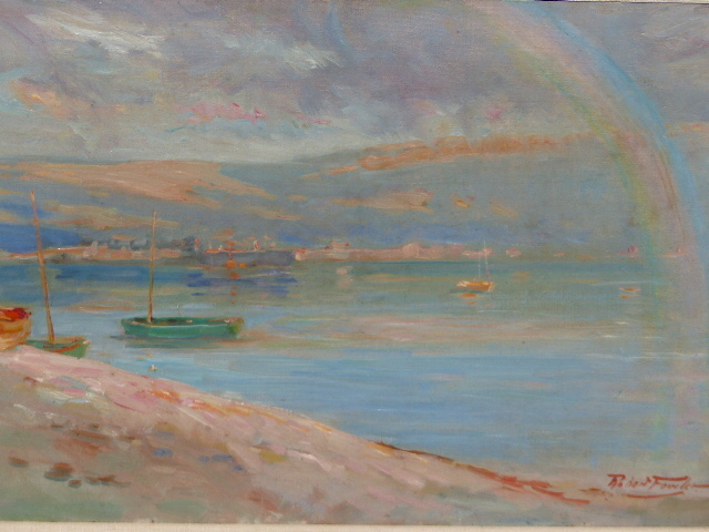 ROBERT FOWLER (1853-1926) LOOKING TOWARDS BANGOR, SIGNED OIL ON CANVAS. 34.5 x 50cms. - Image 2 of 9