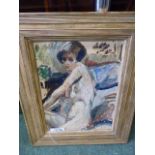 RONALD OSSORY DUNLOP (1894-1972). PORTRAIT OF A NUDE, SIGNED OIL ON BOARD WITH GALLERY LABEL VERSO