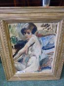 RONALD OSSORY DUNLOP (1894-1972). PORTRAIT OF A NUDE, SIGNED OIL ON BOARD WITH GALLERY LABEL VERSO